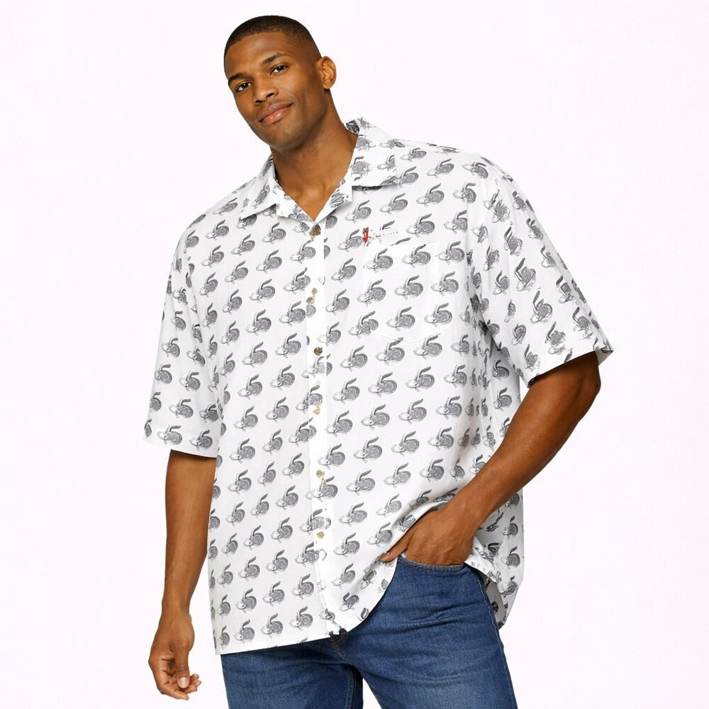 Fubu shirt button front white and blue Size: XXL